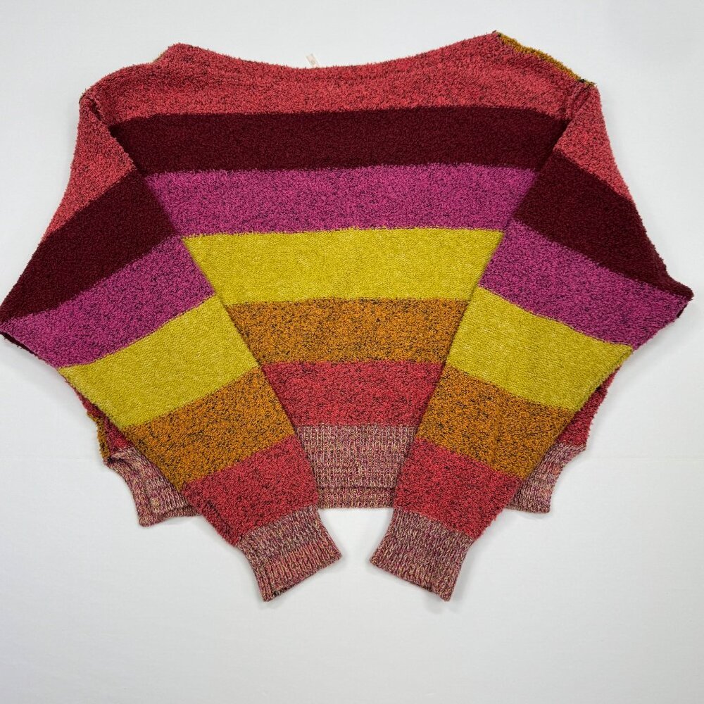 Free People Candyland Sweater Sz XS Multicolor Striped Off Shoulder Long Sleeve - Picture 10 of 12